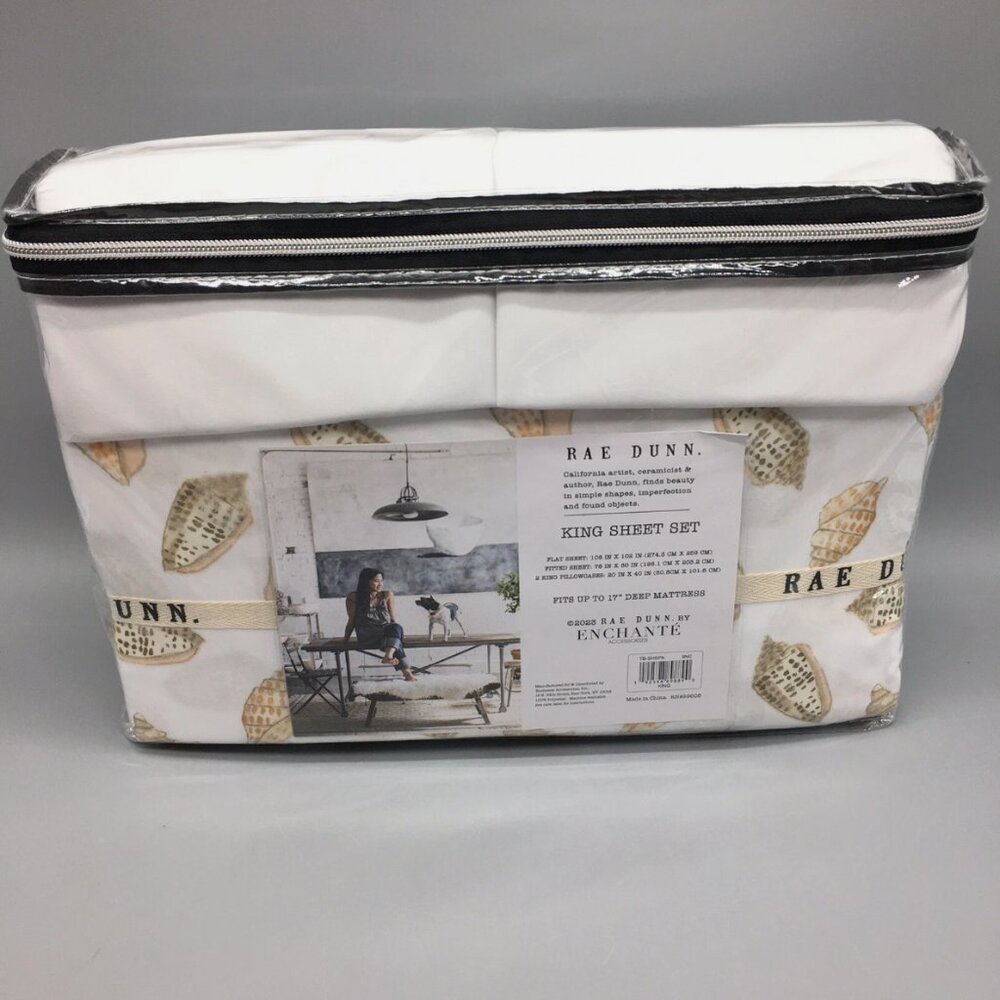 4pc Rae Dunn Seashell Ocean KING Sheet Set SLEEP Summer Beach Sea Shells NEW - Picture 5 of 6